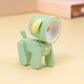 Mint green cartoon mini table night light with yellow accent and rotating head.