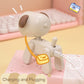 Rechargeable cartoon night light robot lamp, cream body with brown ear detail and spotlight