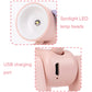 Rechargeable cartoon night light spotlight lamp with USB charging port, light pink body