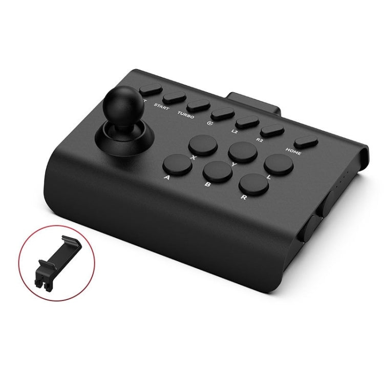 Black Bluetooth wireless joystick gamepad with black thumb buttons and joystick