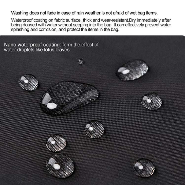 Black fabric storage bag with water-droplet texture, textured oxford-style surface.
