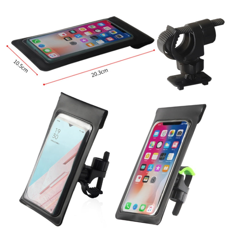 Waterproof cycling phone bracket set with clear windows and adjustable mounting mount