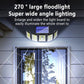 Solar LED wall light with motion sensor, four rectangular LED heads under a top solar panel
