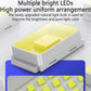 Solar LED wall light with motion sensor, close-up of front LED light bar and housing
