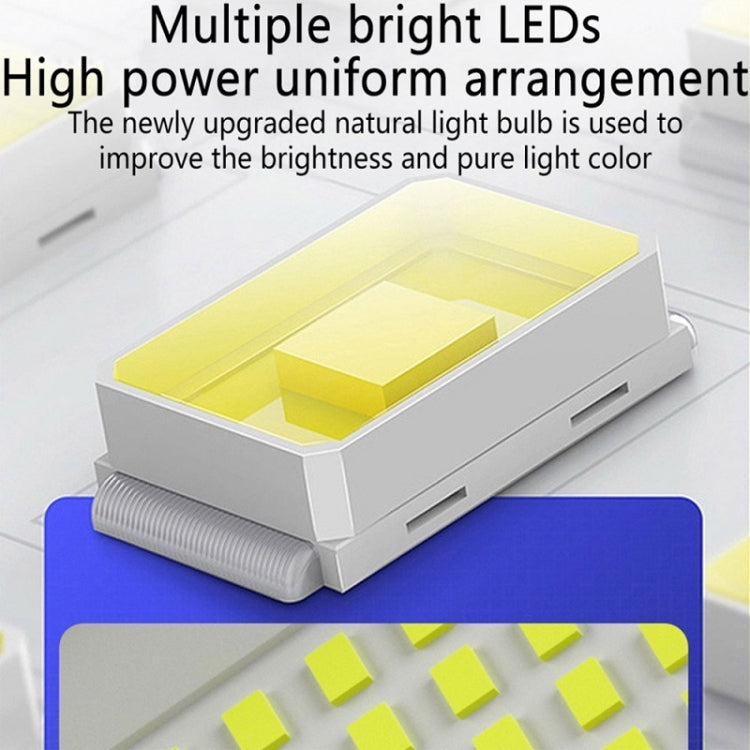Solar LED wall light with motion sensor, close-up of front LED light bar and housing