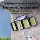 Solar LED wall light with motion sensor, four LED heads on the wall with remote control