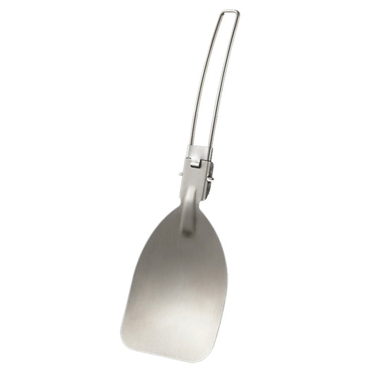 Stainless steel folding frying spatula with loop handle and locking clamp