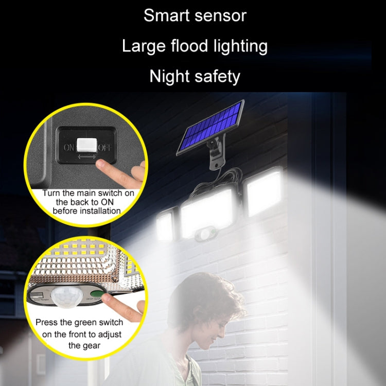 Solar smart sensor flood light with adjustable main switch and night safety, black