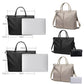 Office tote bag in black and khaki with detachable organizer pouch and handles