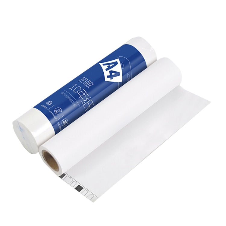 Wireless thermal printer with A4 paper roll and partially unrolled sheet