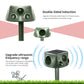 Green solar animal repeller with four openings, rounded housing, and stake-mounted base