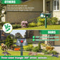 Solar animal repeller on stake with red sensor light and four-side speaker design