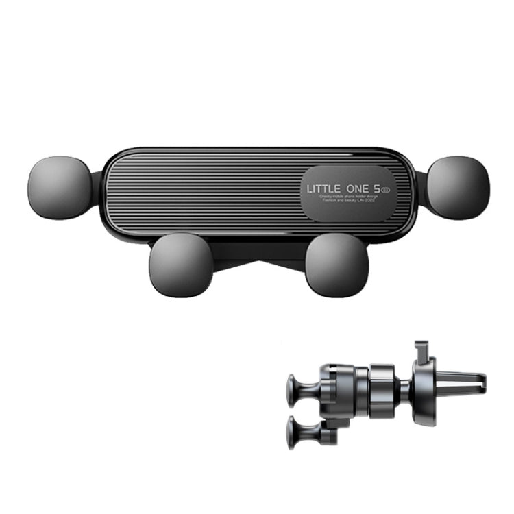 Black gravity air-vent phone holder with rounded clamp feet, eagle beak mouth design