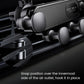 Black air-vent phone holder close-up with snap-fit clamp and rounded grip pads