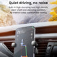 Car air outlet gravity phone holder with mounted smartphone, black side clamps