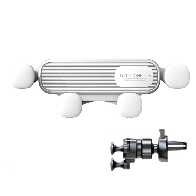 White gravity air-vent phone holder with rounded clamp feet, eagle beak mouth design
