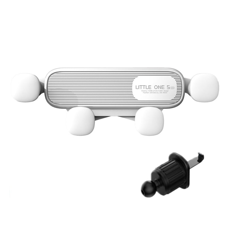 White gravity air-vent phone holder with eagle beak mouth and matching spiral clip