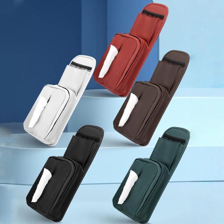 Car seat tissue holders in multiple colors: white, black, brown, red, and teal