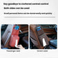Car seat side tissue holders in red and brown with hanging tissue pocket