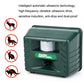Dark green ultrasonic repeller device with label, internal sensor, and no-symbol icons