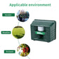 Dark green ultrasonic repeller device with label and environment indicator icons