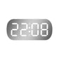LED digital desk alarm clock with white time display on light gray housing