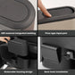 Car seat cup holder trash bin, black plastic close-up of lid and mounting area