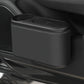 Car seat cup holder trash bin, black plastic, oval top with cup opening