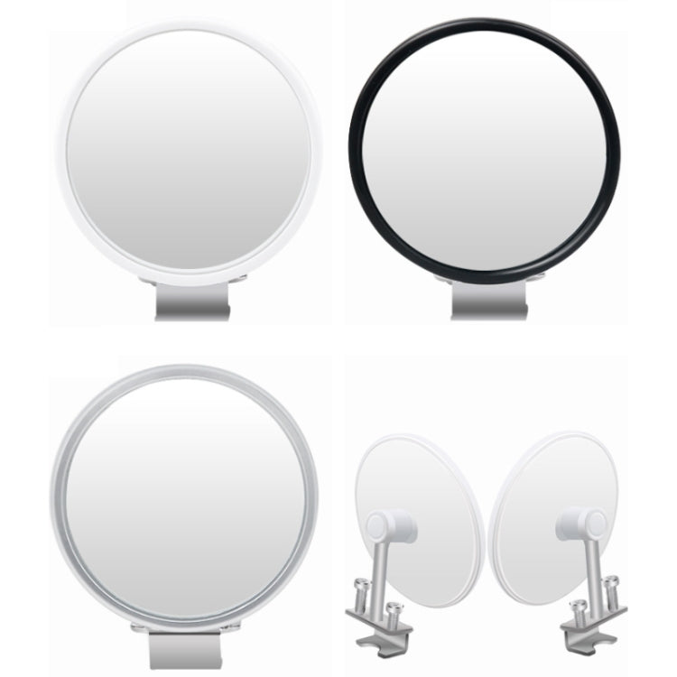 Car blind-spot auxiliary mirrors set: black and white round mirrors with mounts
