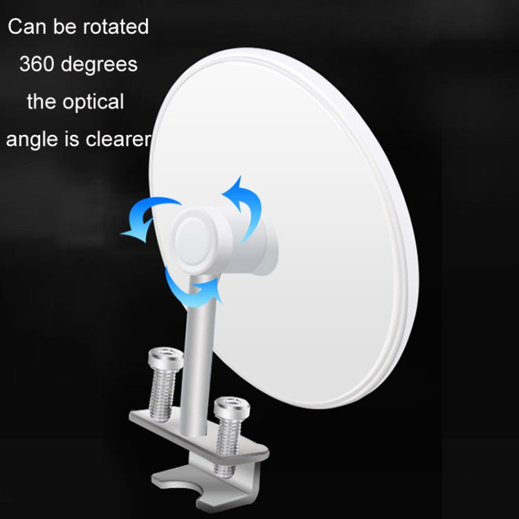 360-degree adjustable car auxiliary mirror with white round glass and clamp stand