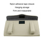 Beige car tissue holder with nylon adhesive tape closure and hanging straps