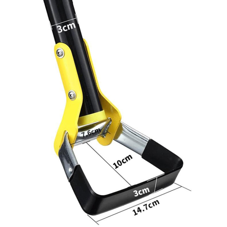 Stirrup hoe head with yellow collar and black frame, with metal cutting blade