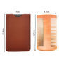 Brown PU case and wooden comb with size markings: 7x11.5 cm, 5.7x9.7 cm.