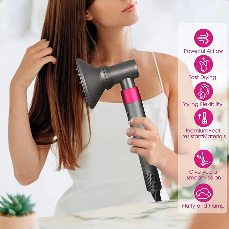 Hair dryer with diffuser nozzle attachment fitted on the air outlet