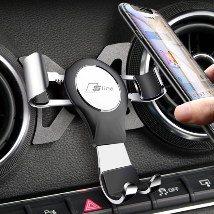 Magnetic car phone holder with circular S line emblem and vent arms