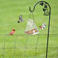 Hanging transparent triangle acrylic bird feeder with seed tray and perch