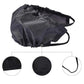 Black beard cover pouch with drawstring straps and textured fabric, size detail shown