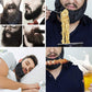 Black beard cover pouch around the chin and mouth, elastic ruffled edge for messy meals