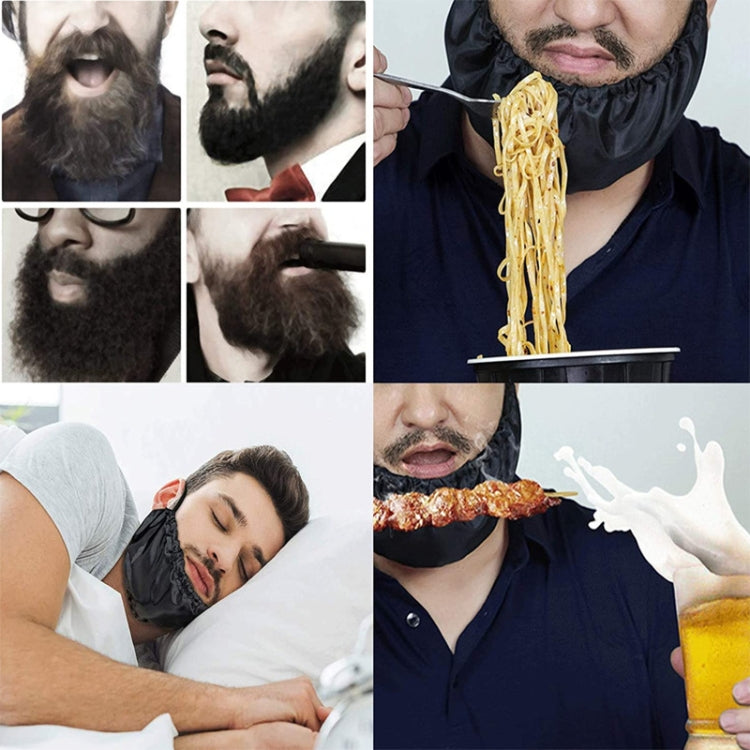 Black beard cover pouch around the chin and mouth, elastic ruffled edge for messy meals