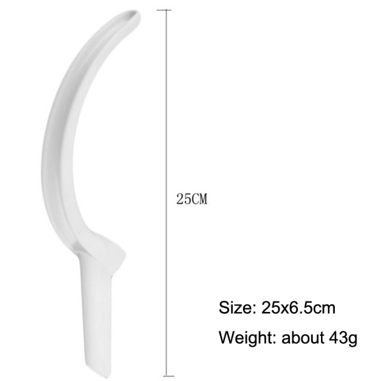 White curved bottle gripper handle with size markings shown