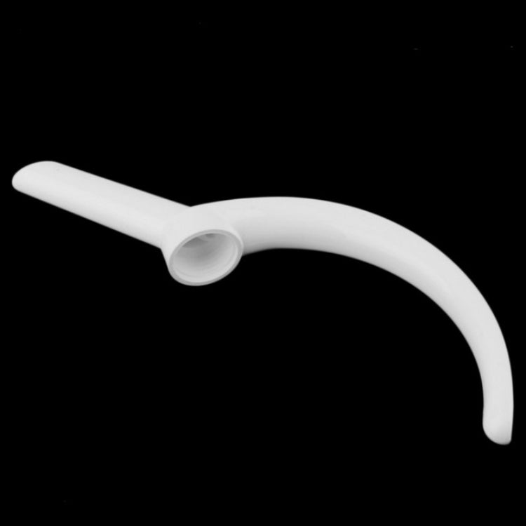 White bottle gripper clamp with curved handle and wide opening
