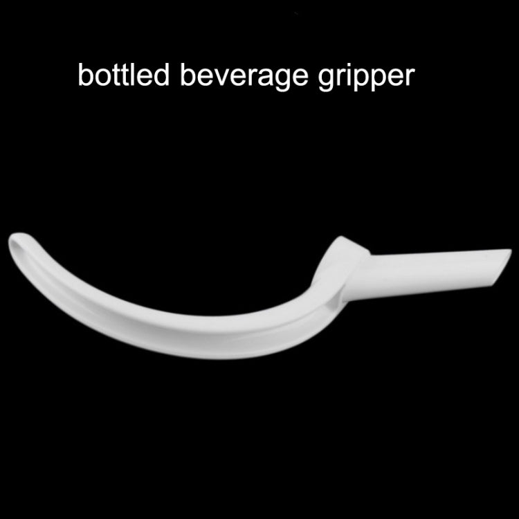 White bottle mouth gripper with long curved handle for secure holding