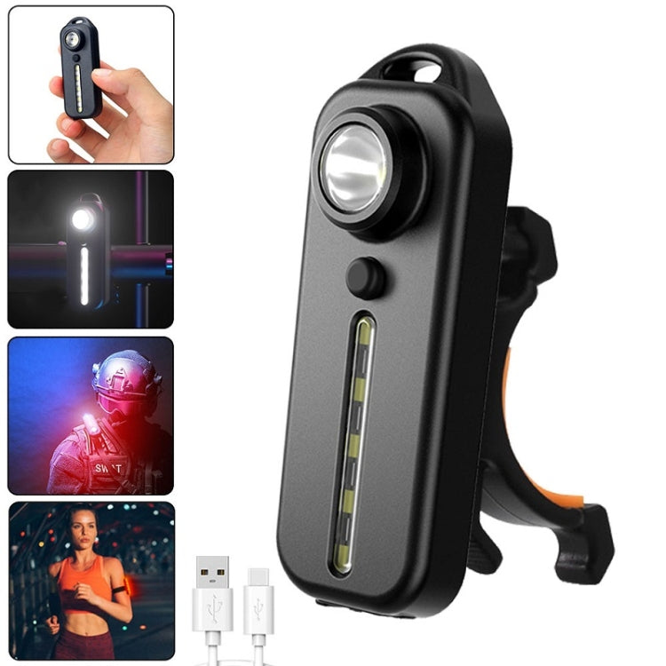 Black rechargeable bicycle tail light with Type-C charging port and pen-style clip