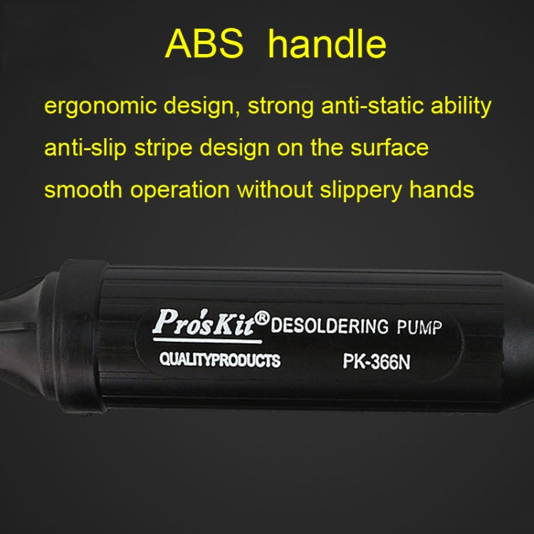 Anti-static desoldering pump handle, black ABS grip with anti-slip stripe