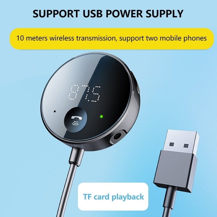 Car Bluetooth receiver with LED display and side TF card playback slot