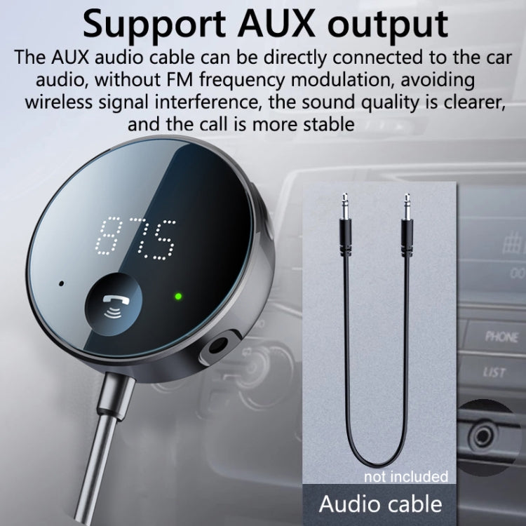 Car Bluetooth receiver with AUX output and 3.5mm audio cable connectors