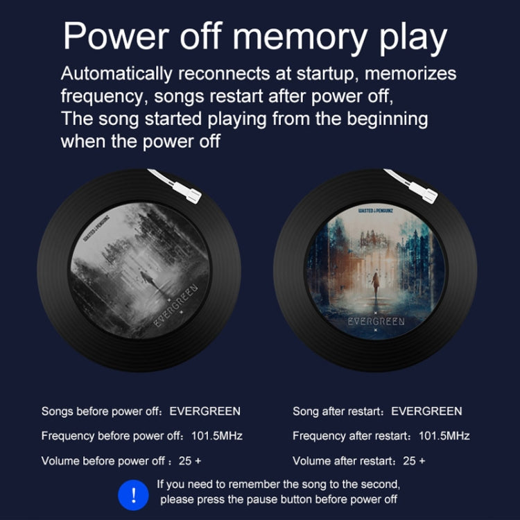 Memory play icons showing power-off restart behavior and saved frequency