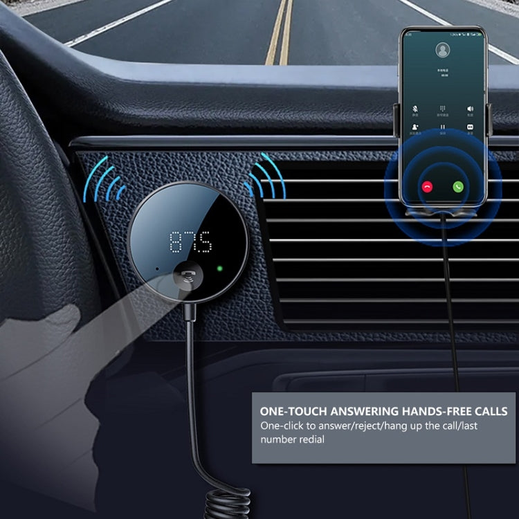 Car Bluetooth receiver with call button control display for hands-free calling