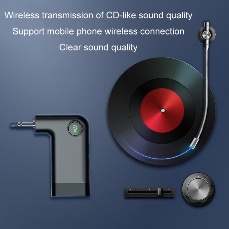 Bluetooth AUX audio adapter with 3.5mm plug and built-in microphone hole