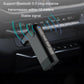 Black Bluetooth AUX audio adapter with green status light and slim body
